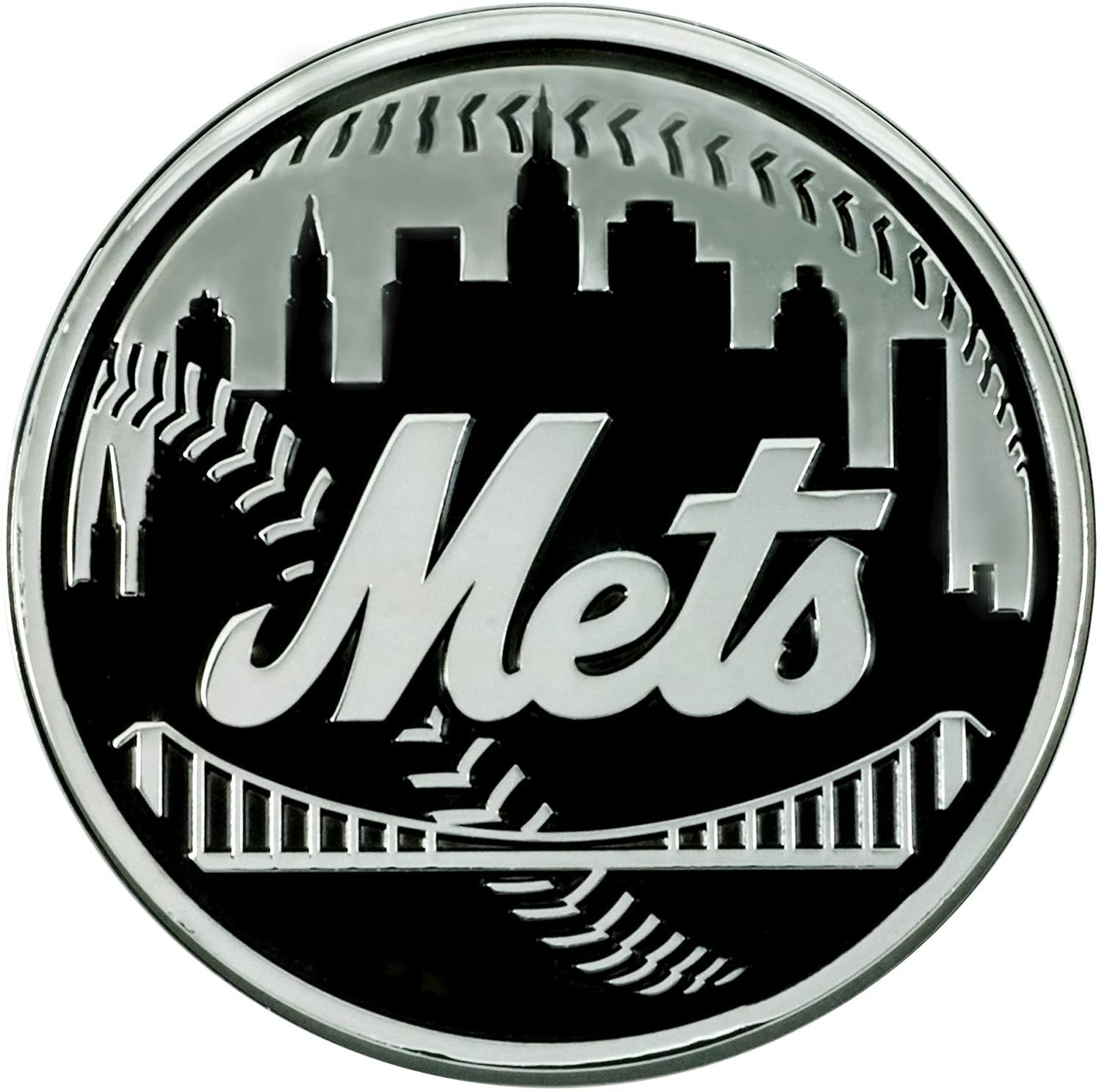 New York Mets Solid Metal Raised Auto Emblem Decal Adhesive Backing