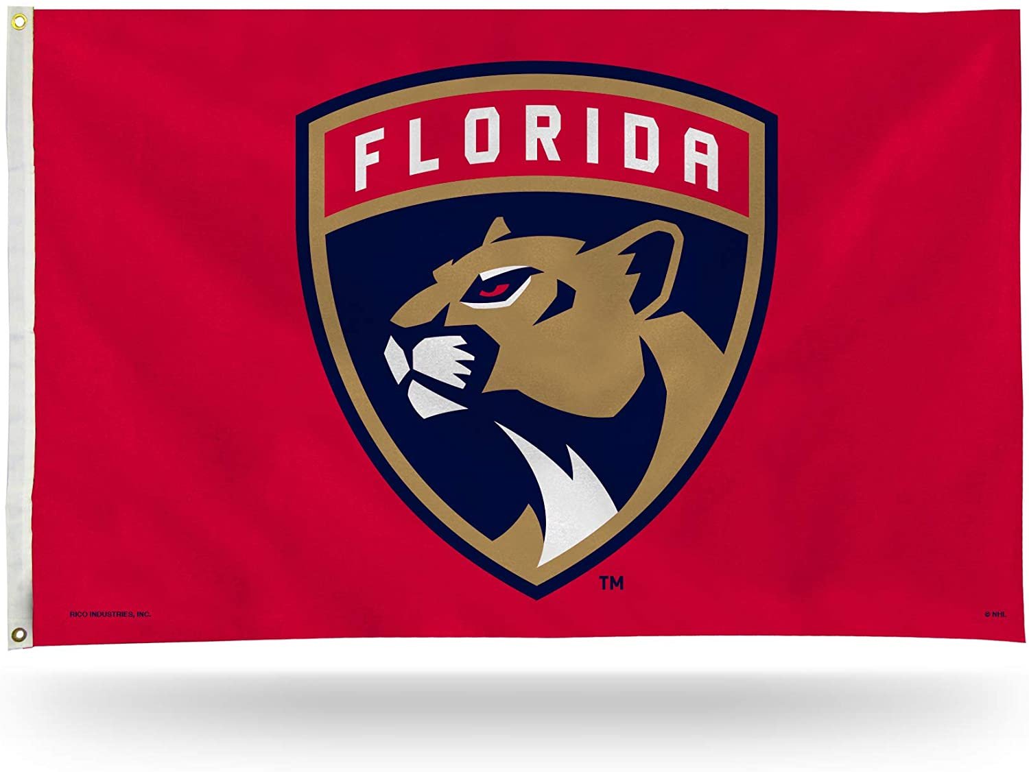 Florida Panthers Premium 3x5 Feet Flag Banner, Red Design, Metal Grommets, Outdoor Use, Single Sided