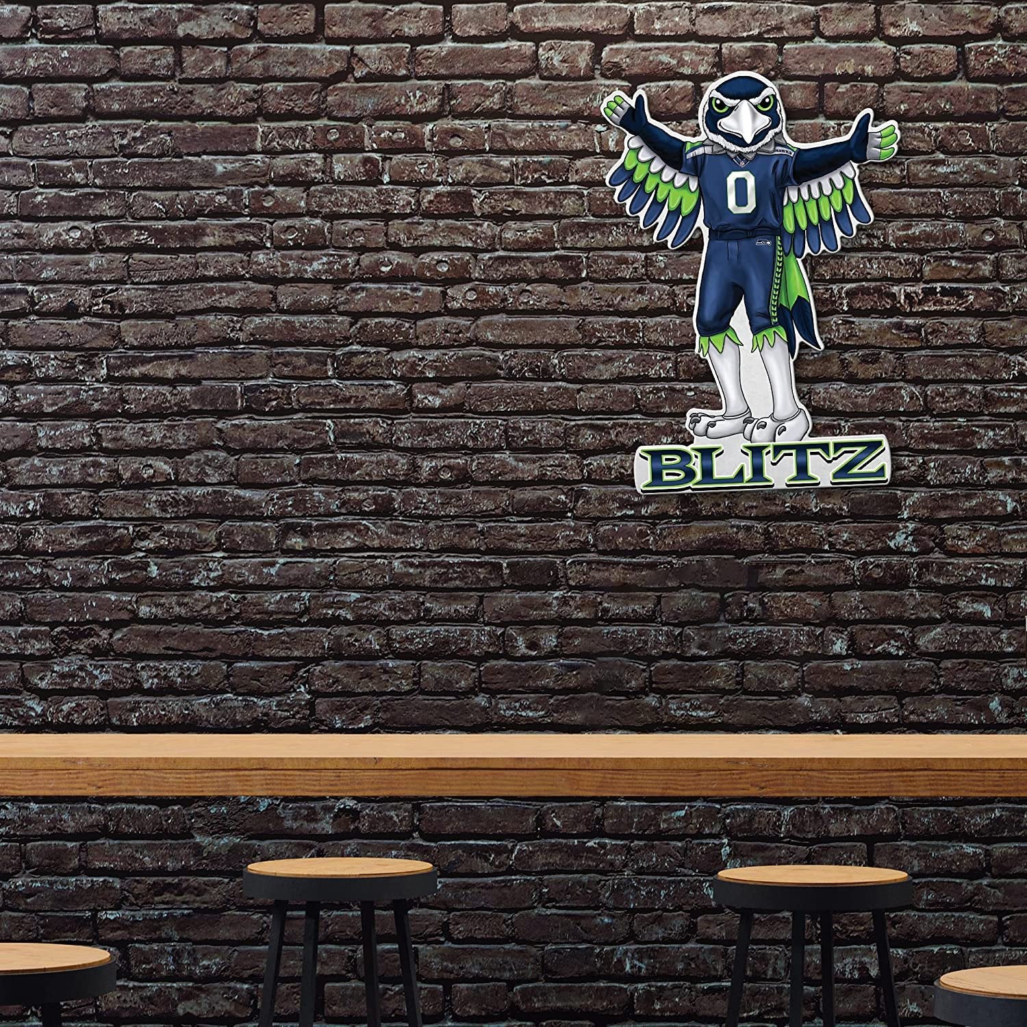 Seattle Seahawks Soft Felt Pennant, Mascot Design, Shape Cut, 18 Inch, Easy To Hang