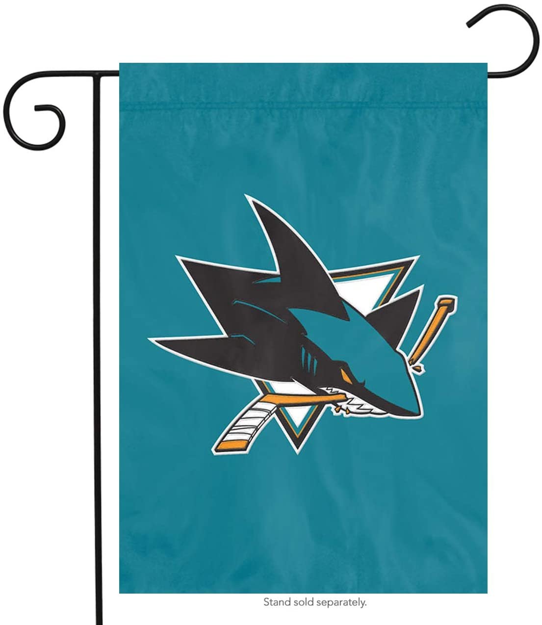 San Jose Sharks Garden Flag Banner, Window Display Option, Premium Embroidered, 10.5x15 Inch