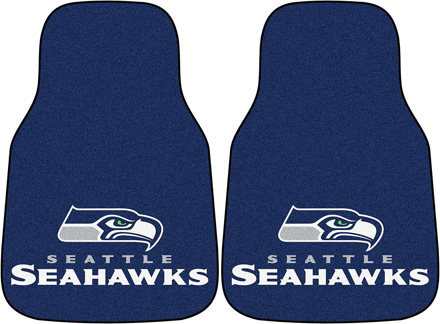 Seattle Seahawks Front Floor Mats, Carpet Car Set, 18x27 Inch, Nylon, Set of 2