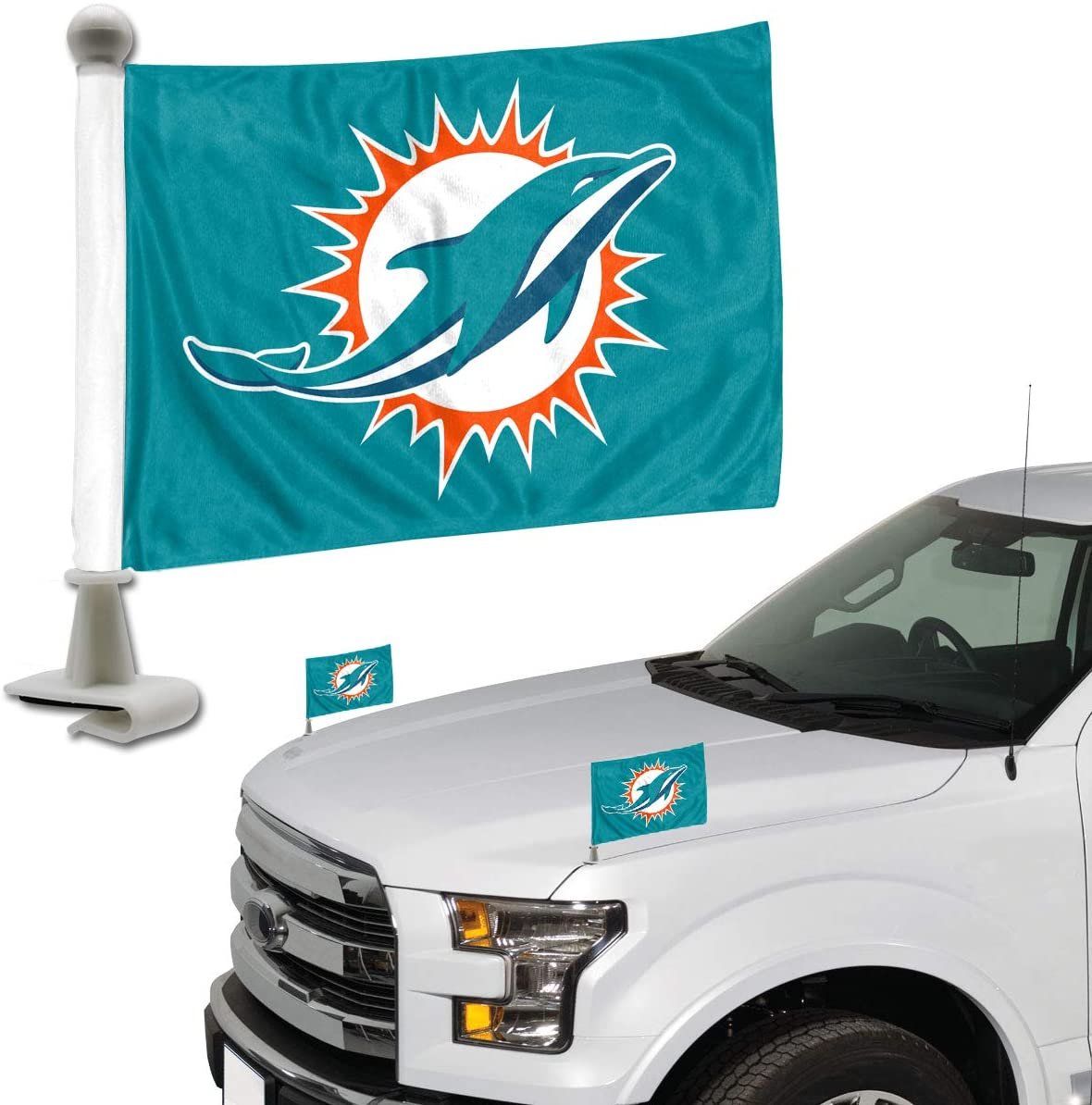 FANMATS ProMark NFL Miami Dolphins Flag Set 2-Piece Ambassador Style, Team Color, One Size
