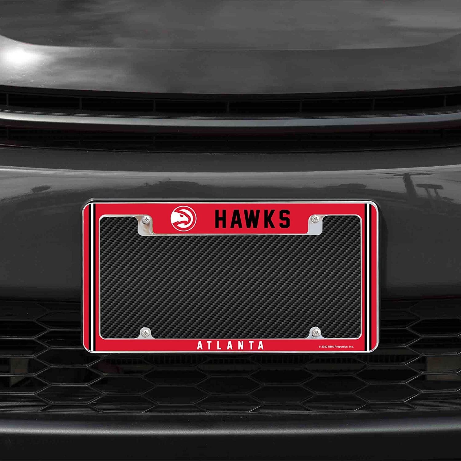 Atlanta Hawks Metal License Plate Frame Chrome Tag Cover Alternate Design 6x12 Inch
