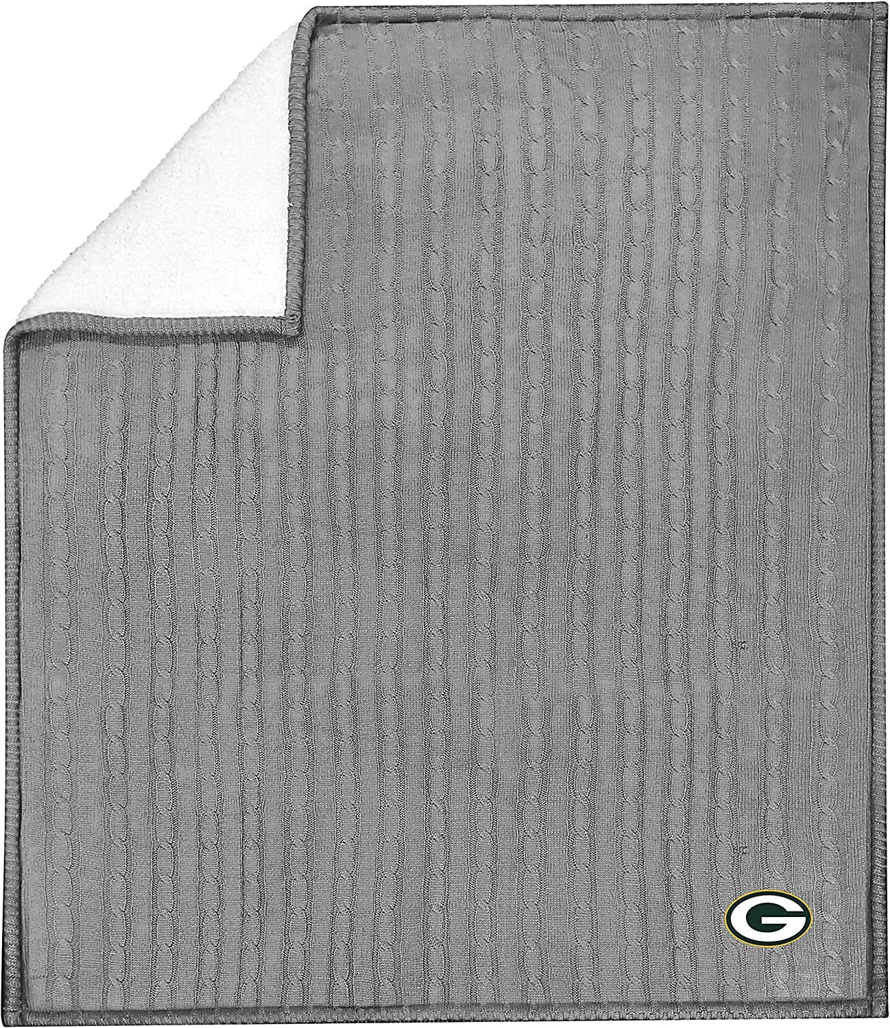 Green Bay Packers Cable Sweater Knit Sherpa Throw Blanket 50x60 Inch Adult