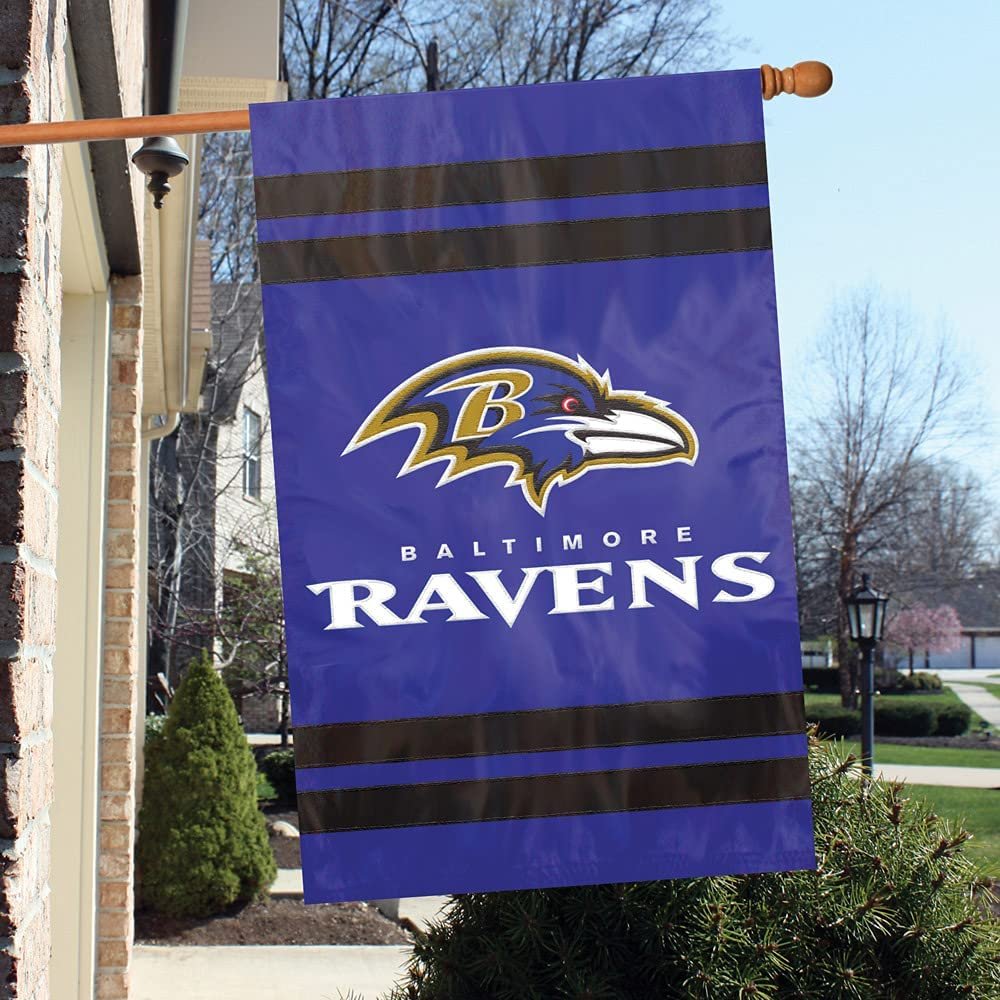 Baltimore Ravens Double Sided Banner Flag Embroidered Applique 44x28 Inch