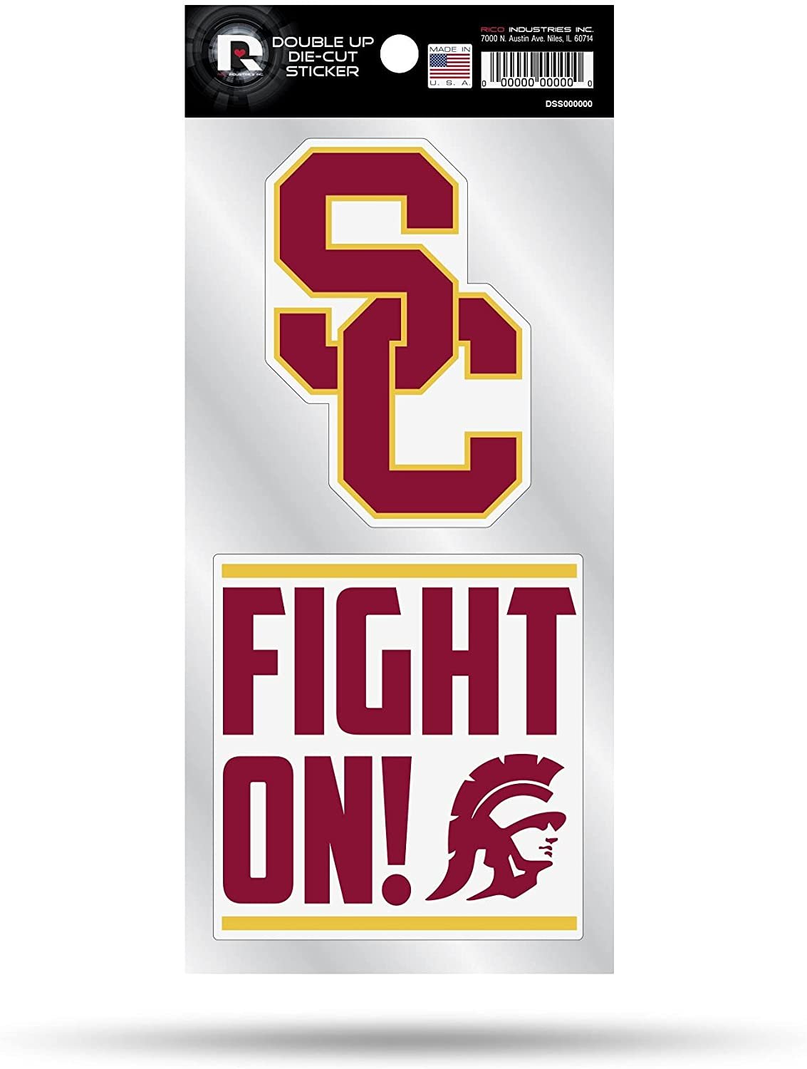 University of Southern California Trojans USC 2-Piece Double Up Die Cut Sticker Decal Sheet, 4x8 Inch