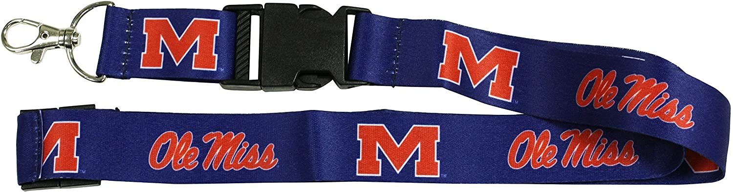 University of Mississippi Ole Miss Rebels Lanyard Keychain Double Sided Breakaway Safety Design Adult 18 Inch