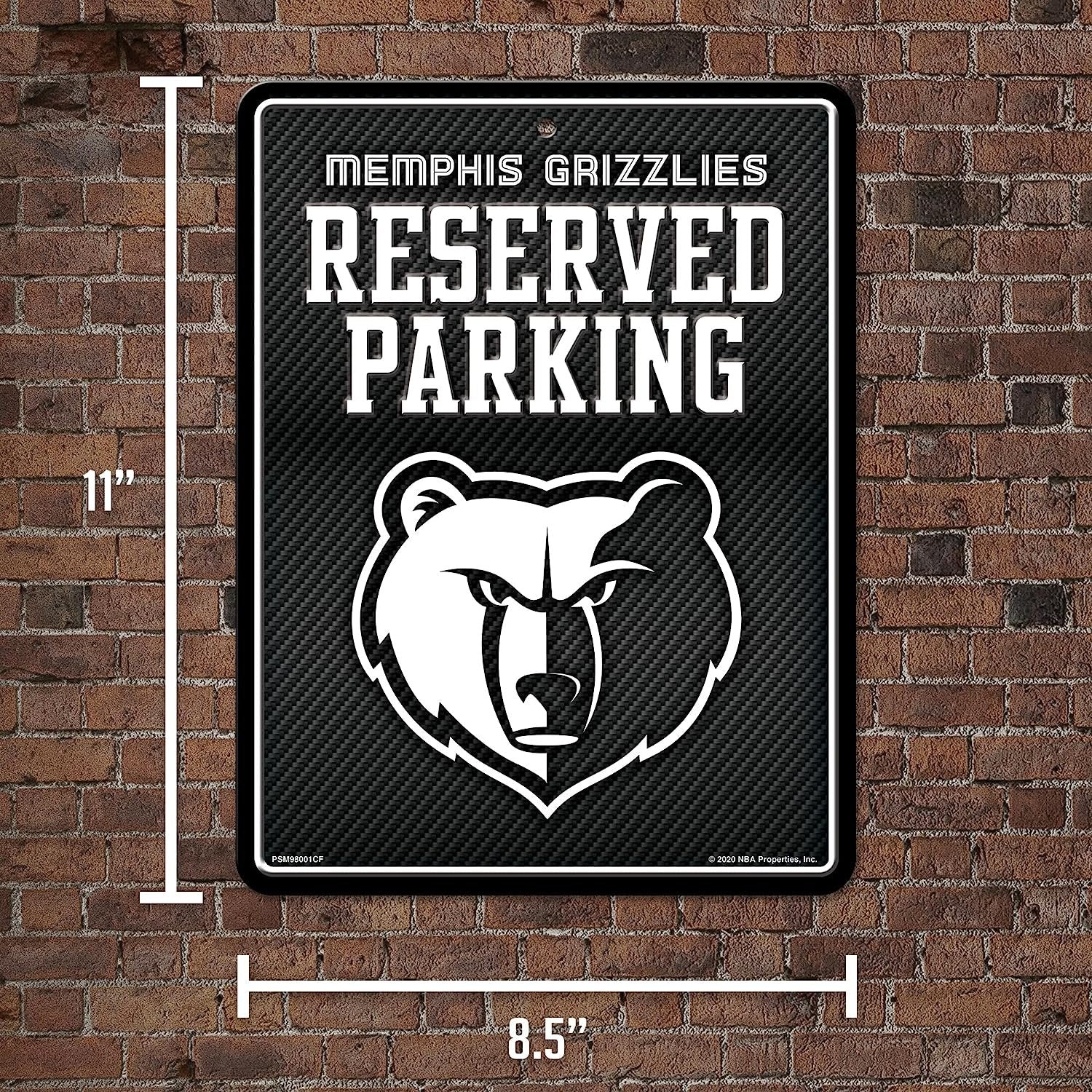 Memphis Grizzlies Metal Parking Sign, Carbon Fiber Design 8.5x11 Inch