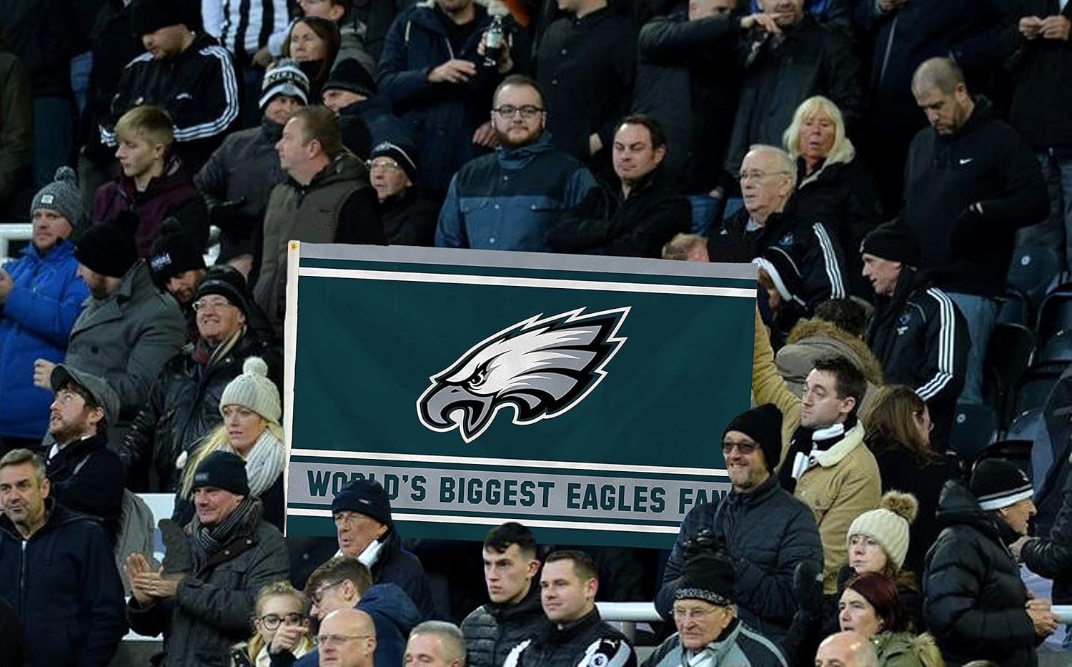 Philadelphia Eagles 3x5 Feet Flag Banner, World's Biggest Fan, Metal Grommets, Single Sided, Indoor or Outdoor Use