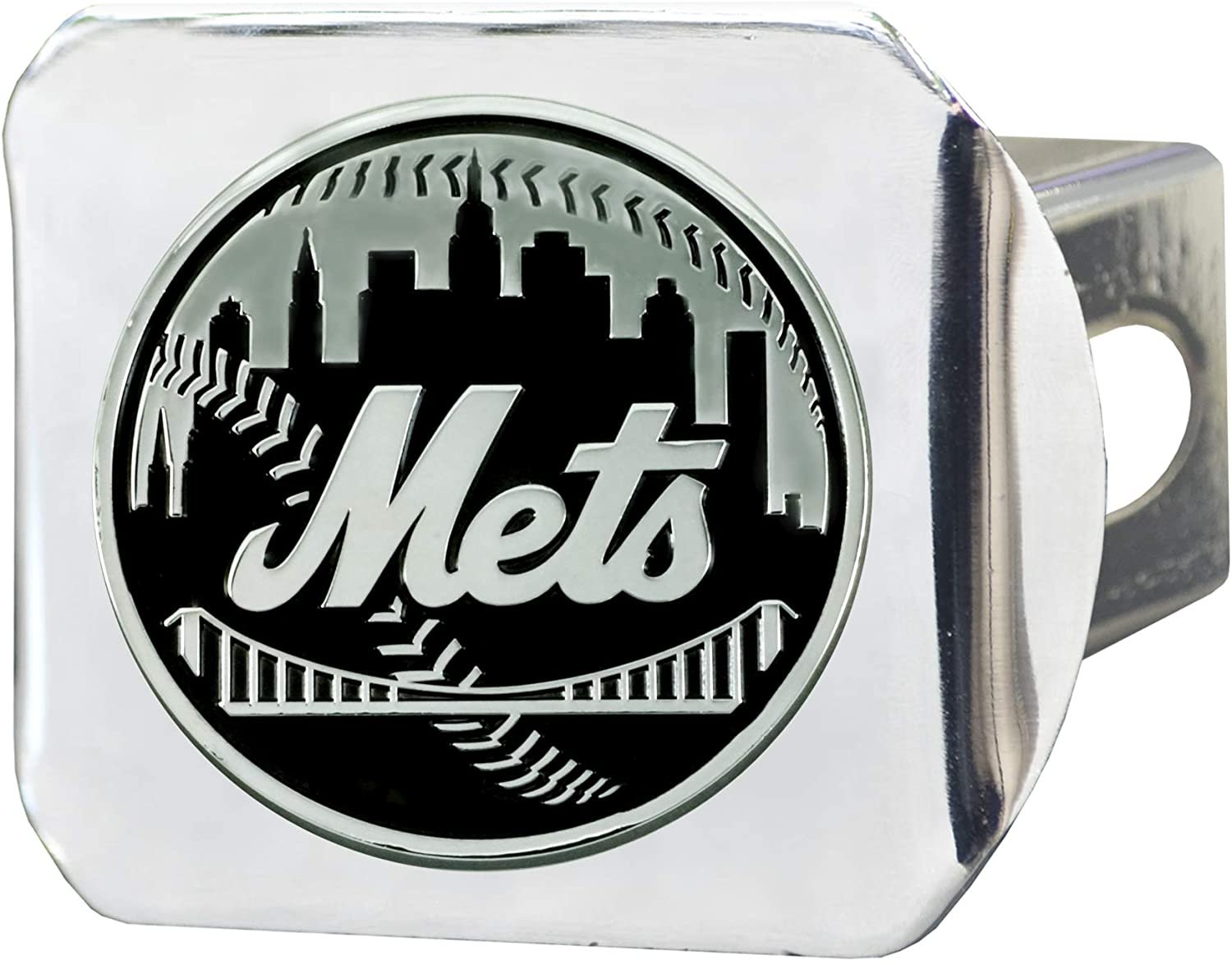 New York Mets Hitch Cover Solid Metal with Raised Chrome Metal Emblem 2" Square Type III