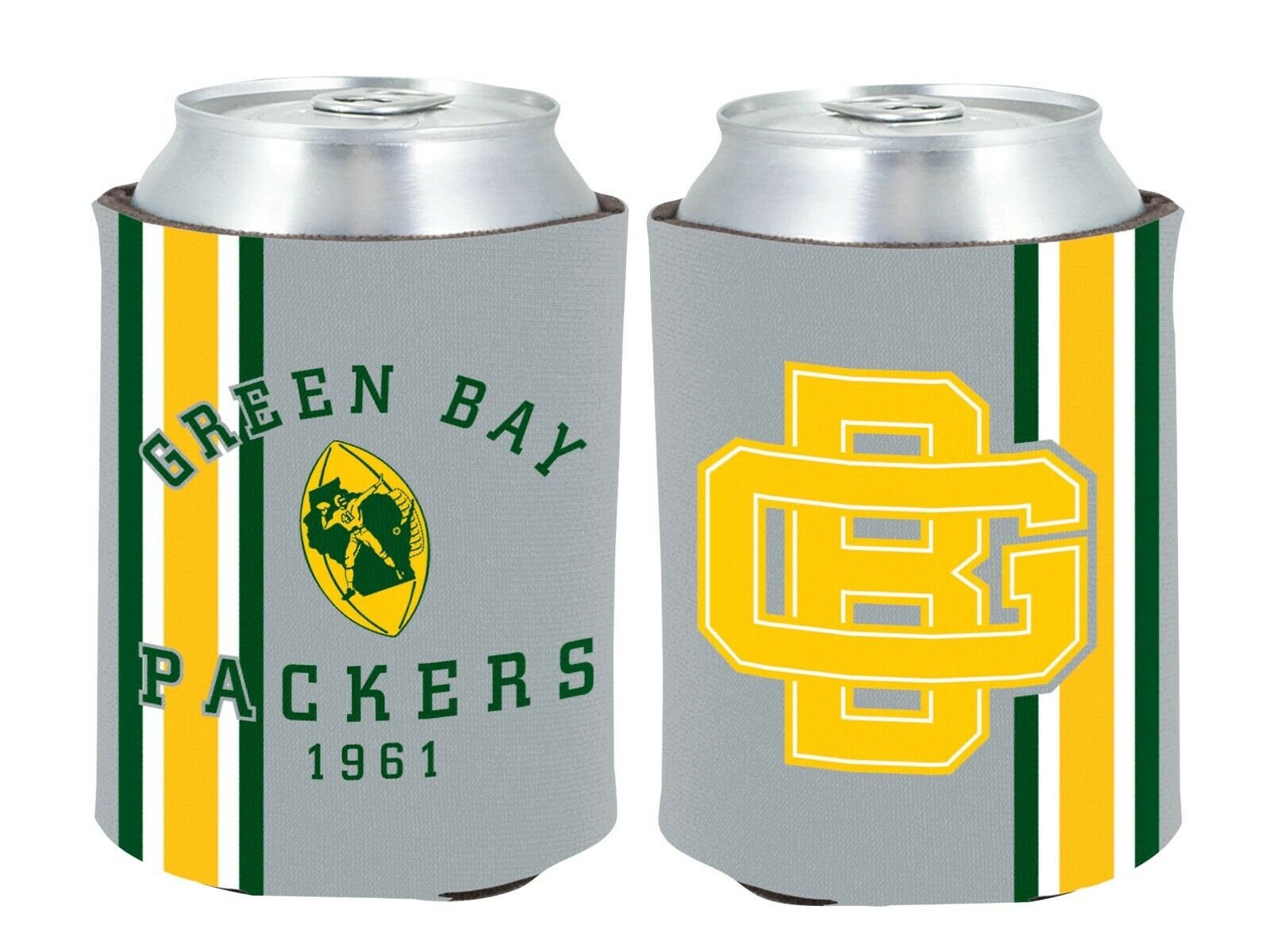 Green Bay Packers 2-Pack Throwback Design CAN Beverage Insulator Holder Football