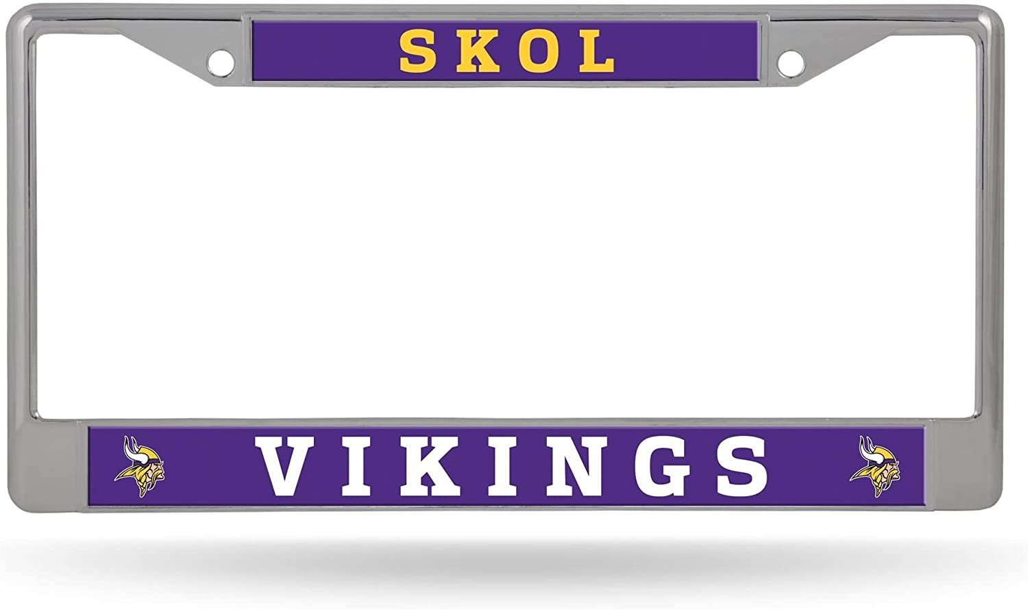 Minnesota Vikings Skol Logo Premium Metal License Plate Frame Chrome Tag Cover, 12x6 Inch