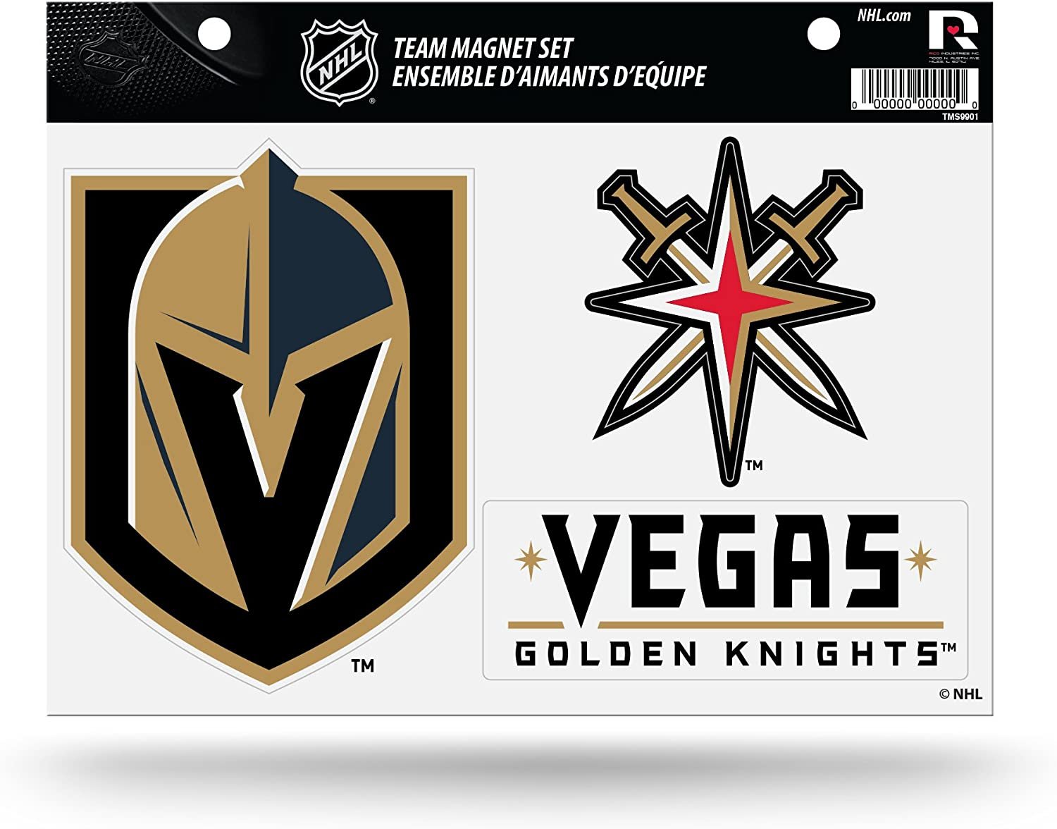 Vegas Golden Knights Team Multi Magnet Set, 8.5x11 Inch Sheet, Die Cut, Auto Home