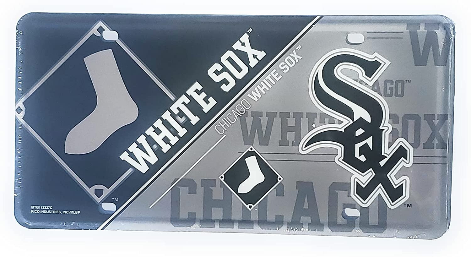 Chicago White Sox Metal Auto Tag License Plate, Split Design, 6x12 Inch