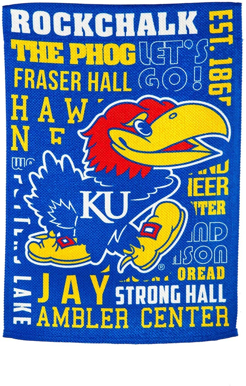 University of Kansas Jayhawks Premium Garden Flag Banner, Double Sided, Fan Rules, 13x18 Inch