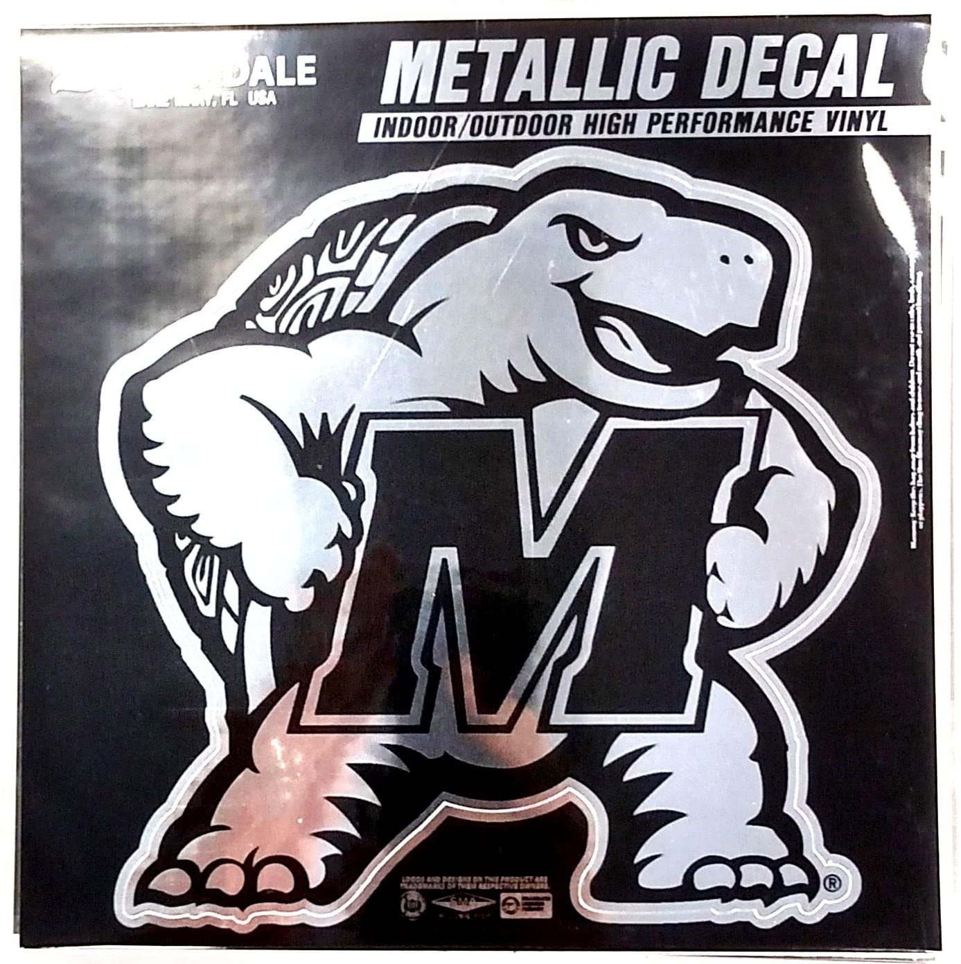 University of Maryland Terrapins 6 Inch Decal Sticker, Metallic Chrome Shimmer Design