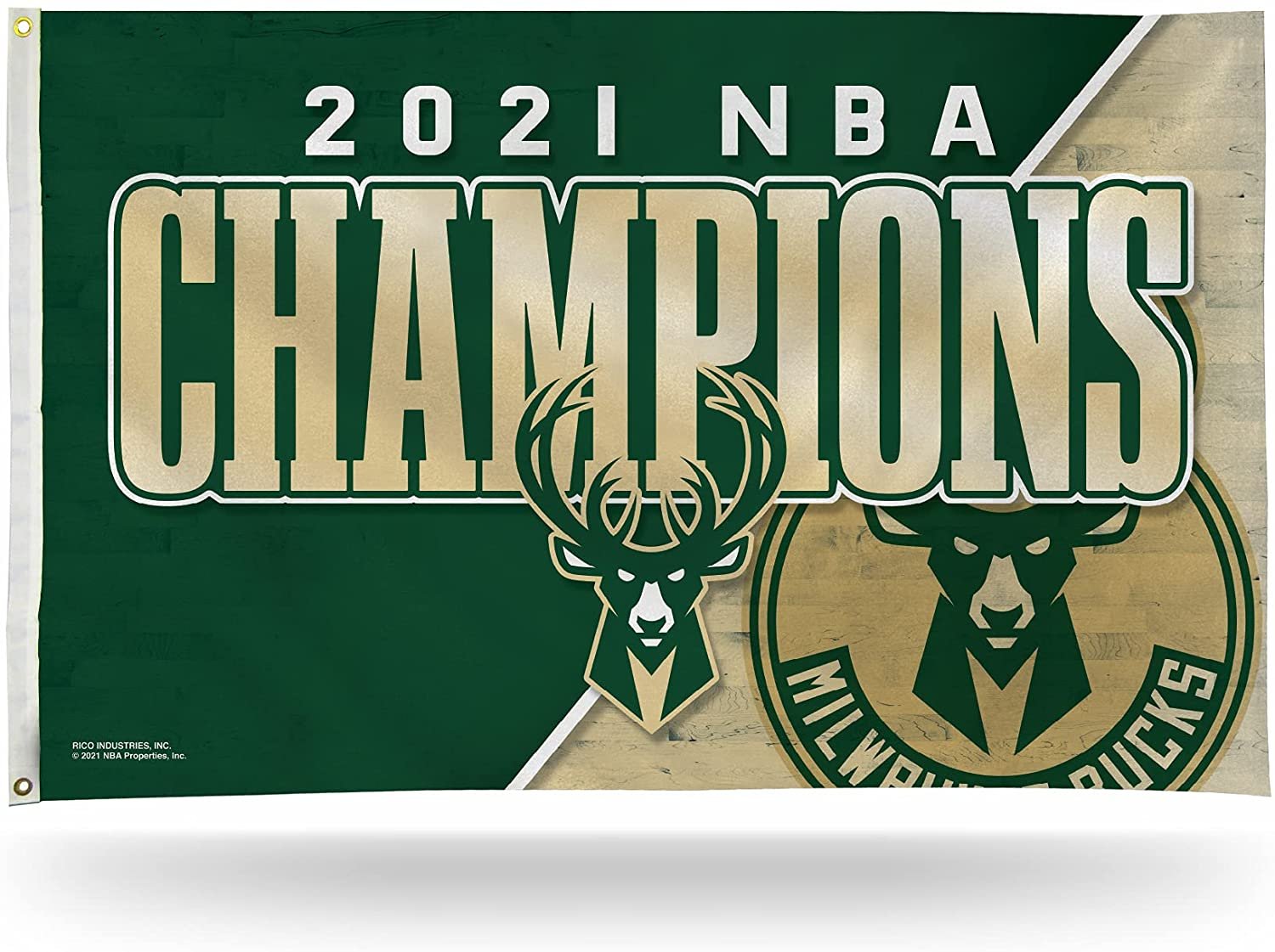 Milwaukee Bucks 2021 Champions Premium 3x5 Feet Flag Banner, Metal Grommets, Outdoor Use, Single Sided