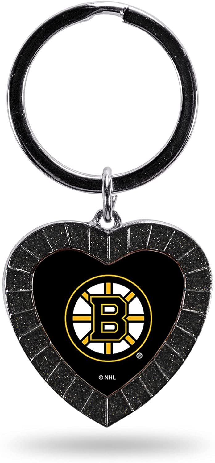 Bruins Keychain Rhinestone Heart Decal Emblem Team Color Hockey