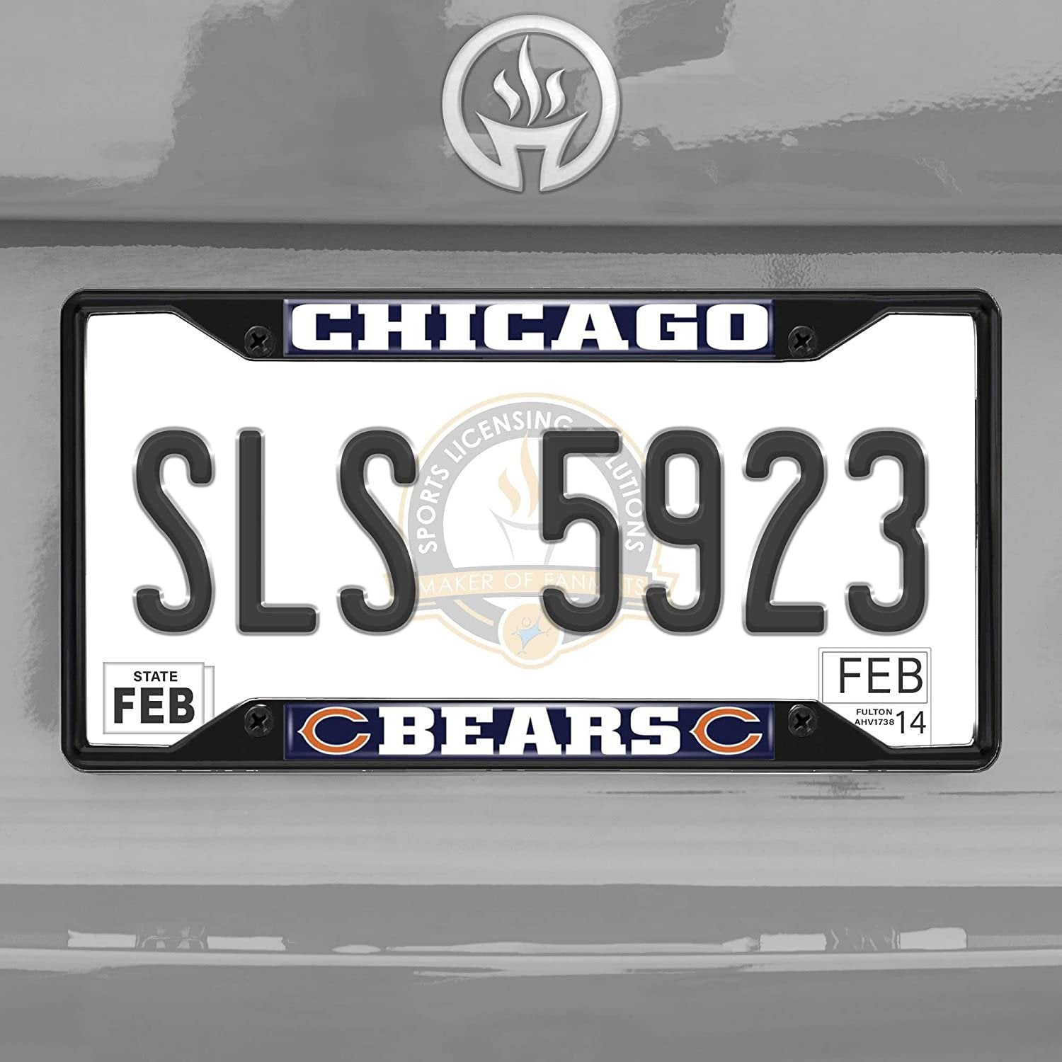 Chicago Bears Black Metal License Plate Frame Tag Cover 6.25x12.25 Inches