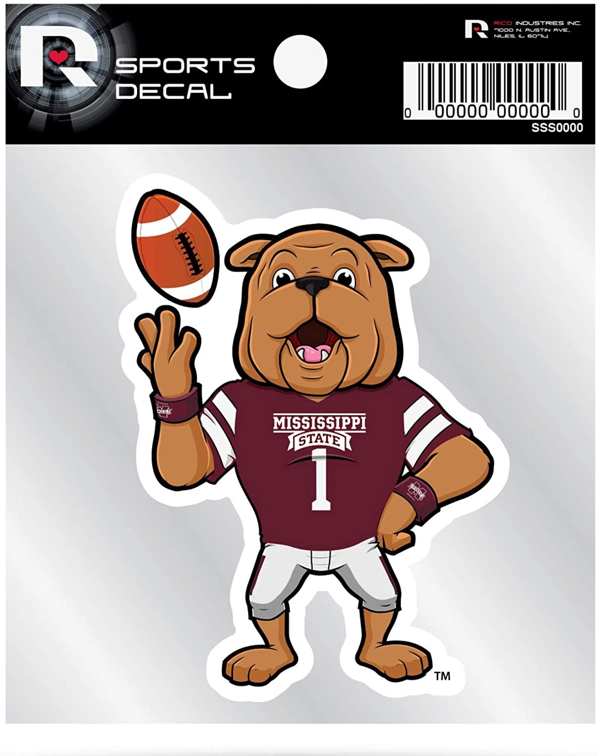 Mississippi State Bulldogs Mascot Premium 4x4 Decal with Clear Backing Flat Vinyl Auto Home Sticker University of