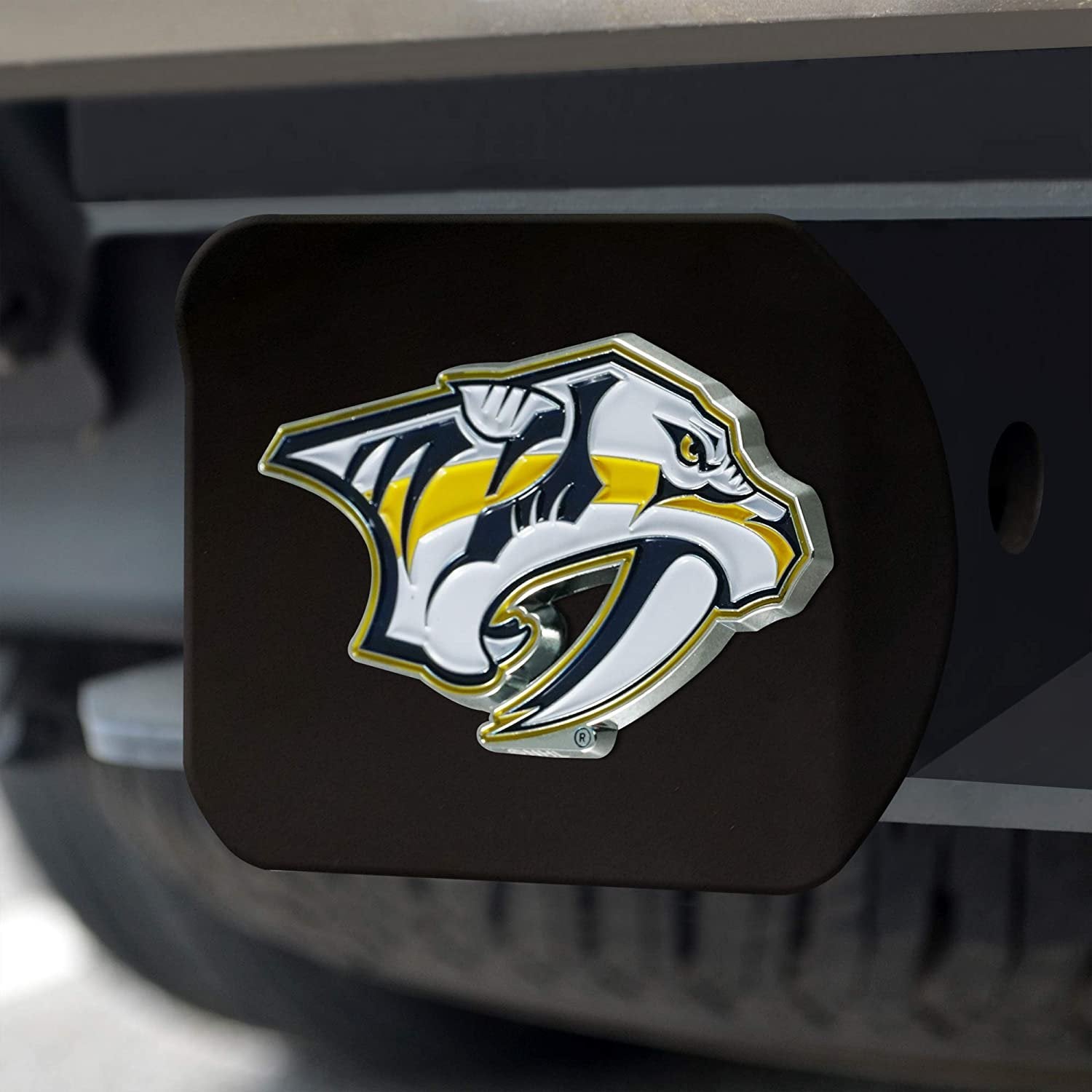 Nashville Predators Solid Metal Black Hitch Cover with Color Metal Emblem 2 Inch Square Type III