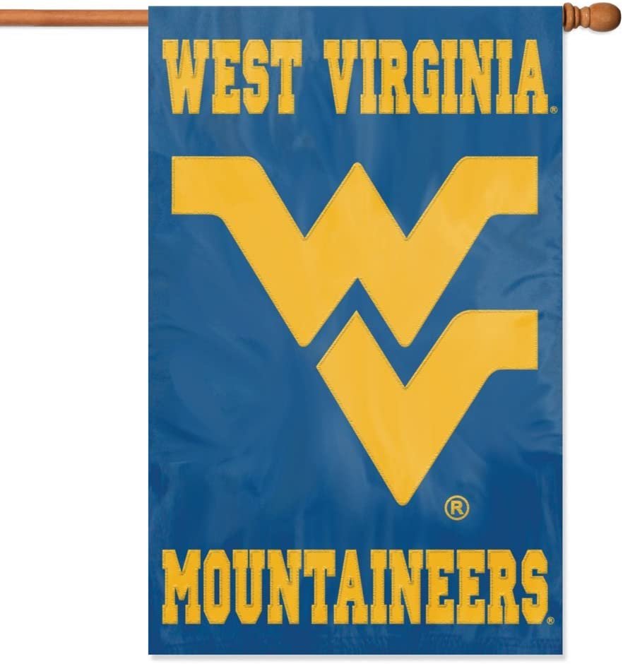 West Virginia University Mountaineers Premium Banner Flag, Double Sided 28x44 Inch, Embroidered Applique, Nylon