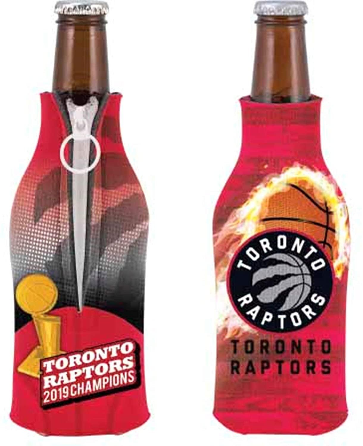 Toronto Raptors 2019 NBA Finals Champions 2-Pack Zipper Bottle Neoprene Beverage Holder Cooler Coolie Basketball