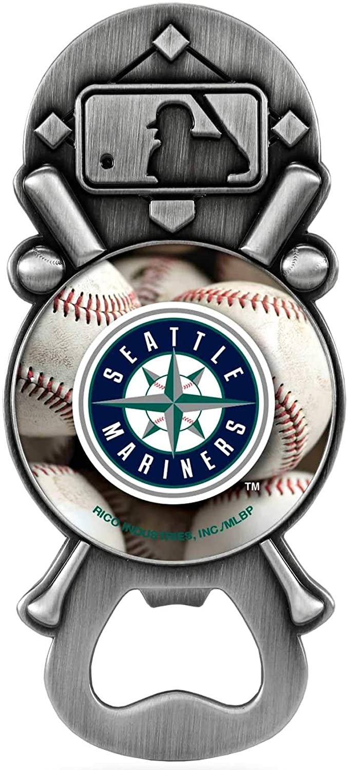 Seattle Mariners Party Starter Magnetic Pewter Metal Magnet Bottle Opener Baseball