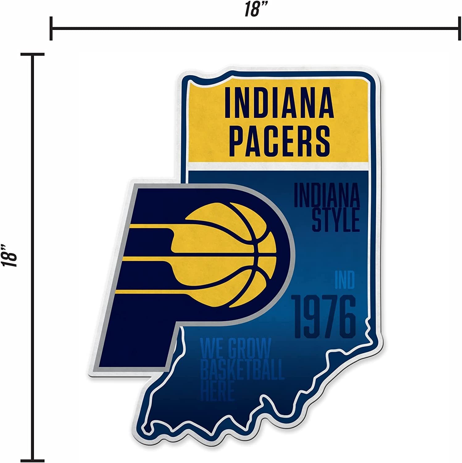 Indiana Pacers Soft Felt Wall Pennant State Shape 18 Inch Easy to Hang