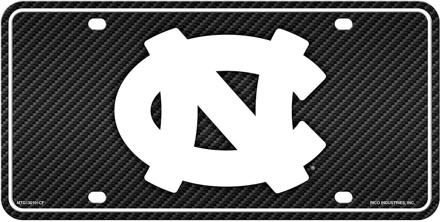 University of North Carolina Tar Heels Metal Auto Tag License Plate, Carbon Fiber Design, 6x12 Inch