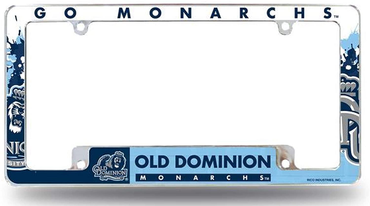Old Dominion University Monarchs Metal License Plate Frame Tag Cover, All Over Design, 12x6 Inch