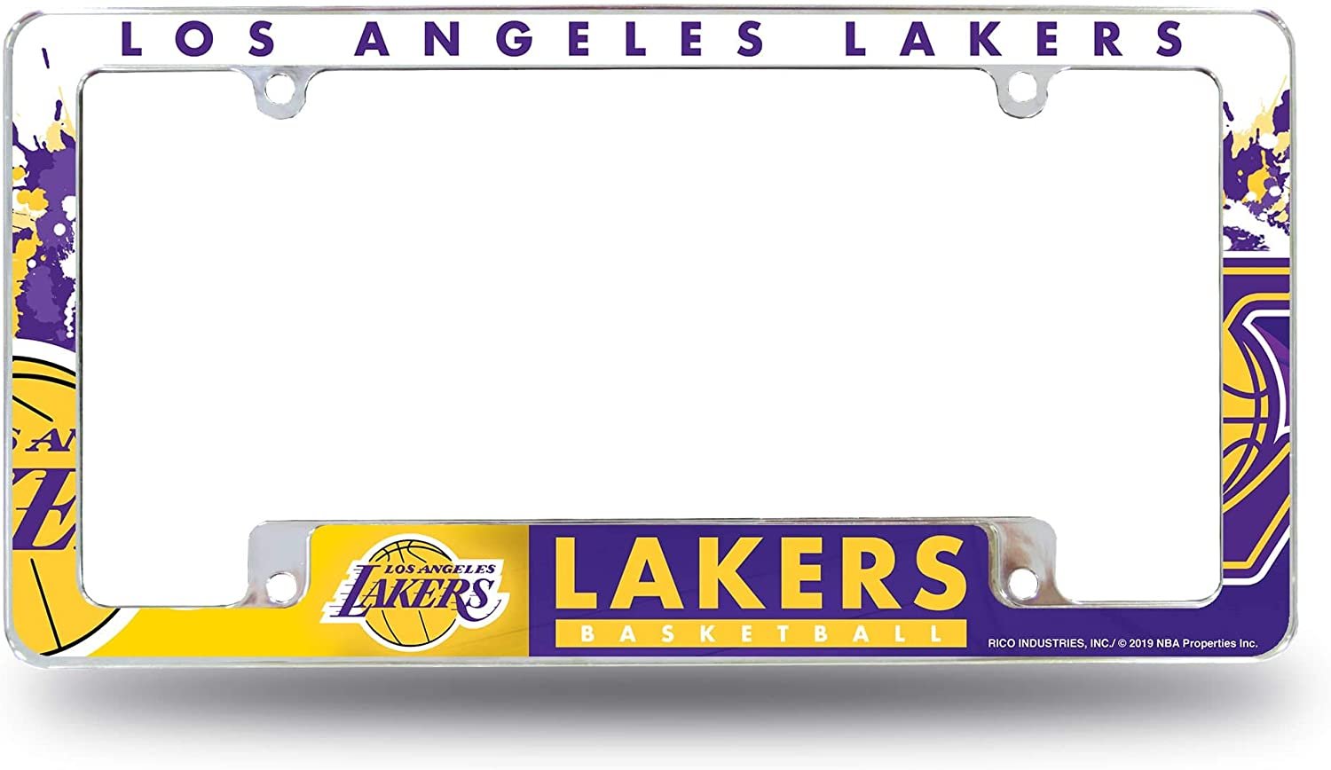 Los Angeles Lakers Metal License Plate Frame Chrome Tag Cover All Over Design