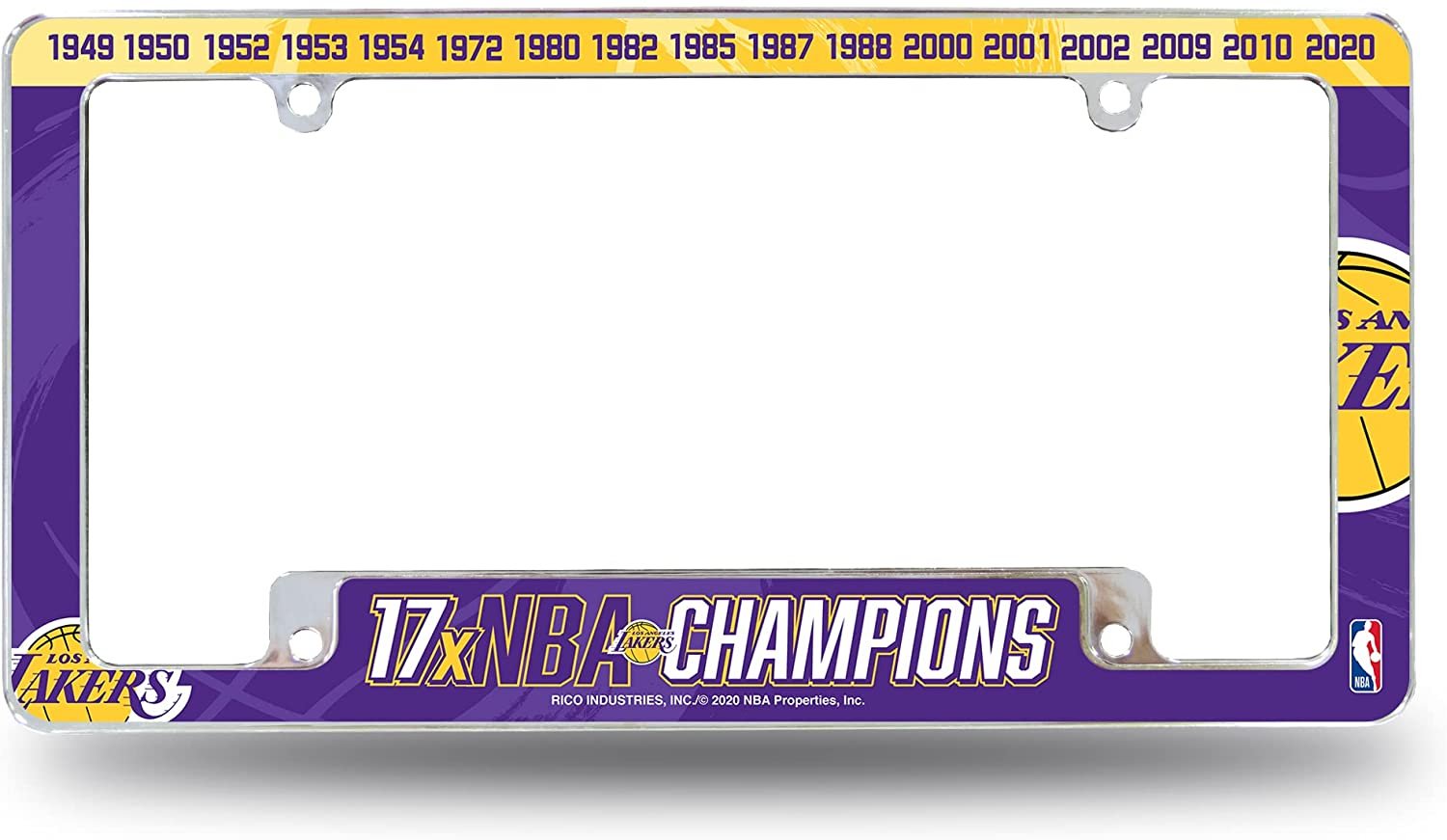 Los Angeles Lakers Metal License Plate Frame Tag Cover 17 Time Champions 12x6 Inch
