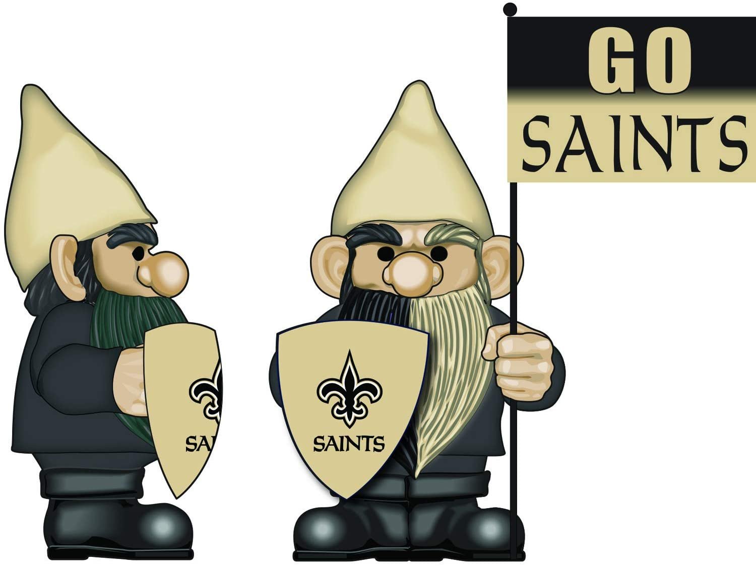 New Orleans Saints 10 Inch Outdoor Garden Gnome, Includes Team Flag