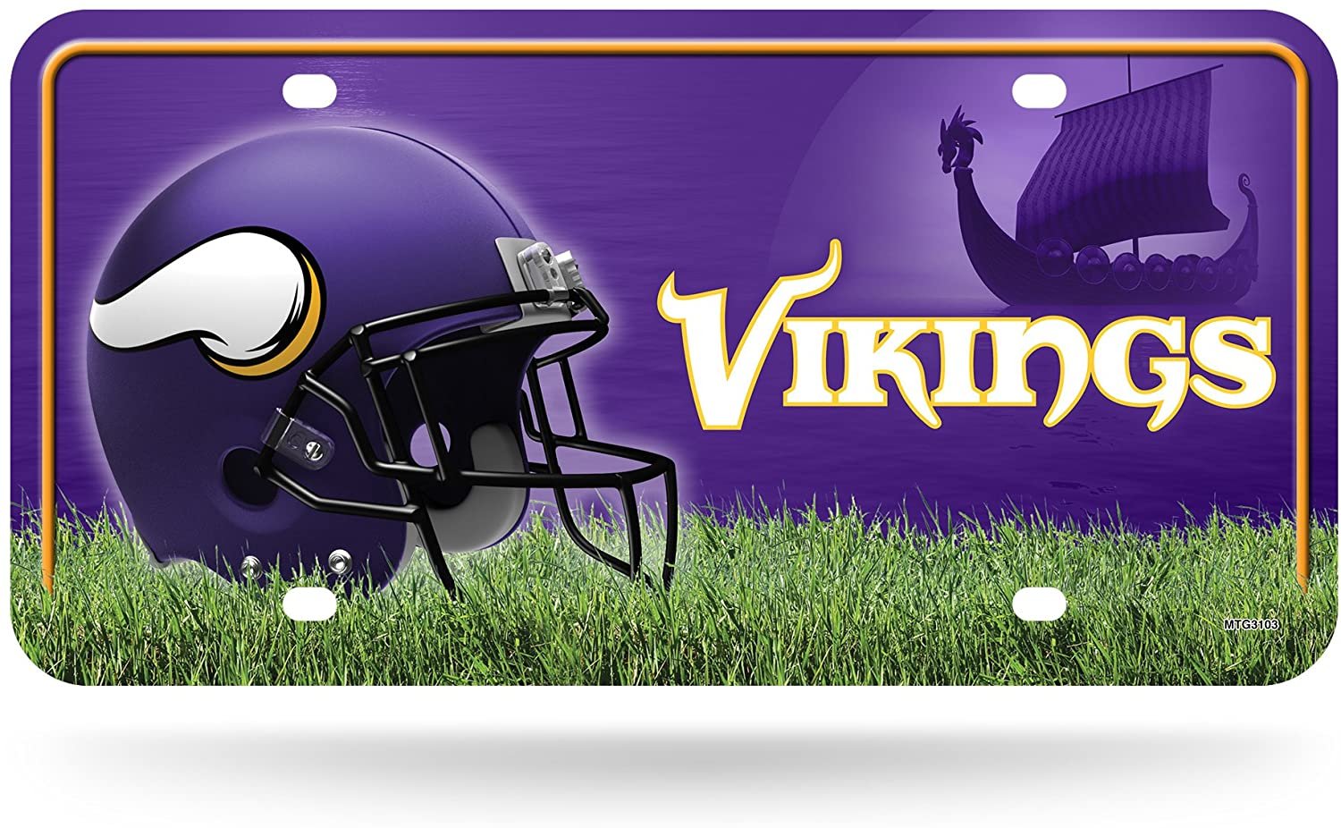 Minnesota Vikings Metal Auto Tag License Plate, Helmet Design, 12x6 Inch