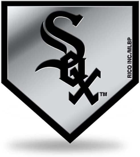 Chicago White Sox Auto Emblem, Silver Chrome Color, Raised Molded Plastic, 3.5 Inch, Adhesive Tape Backing