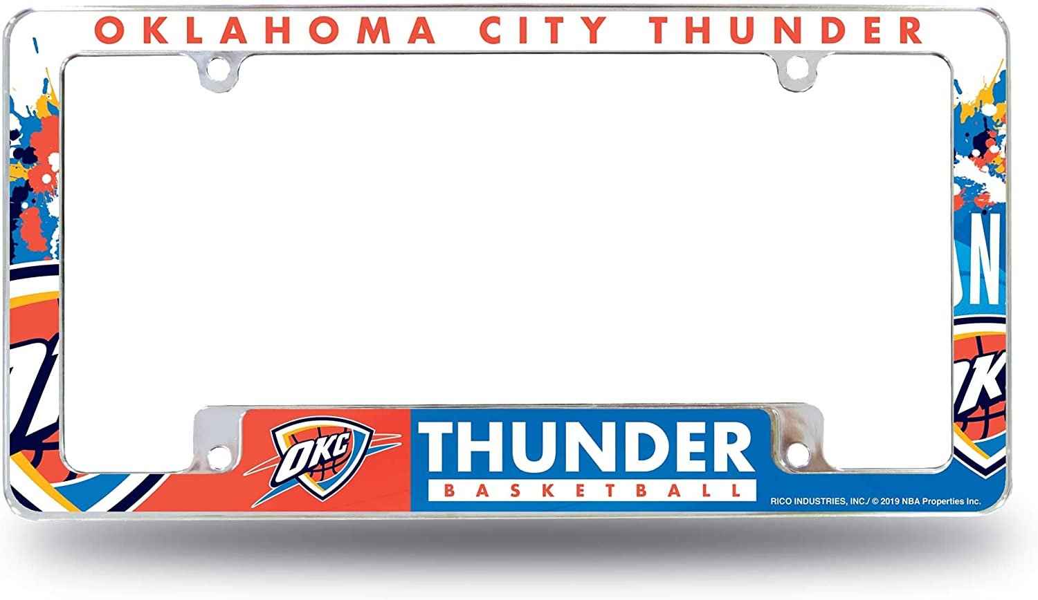 Oklahoma City Thunder Metal License Plate Frame Tag Cover ALL OVER Design