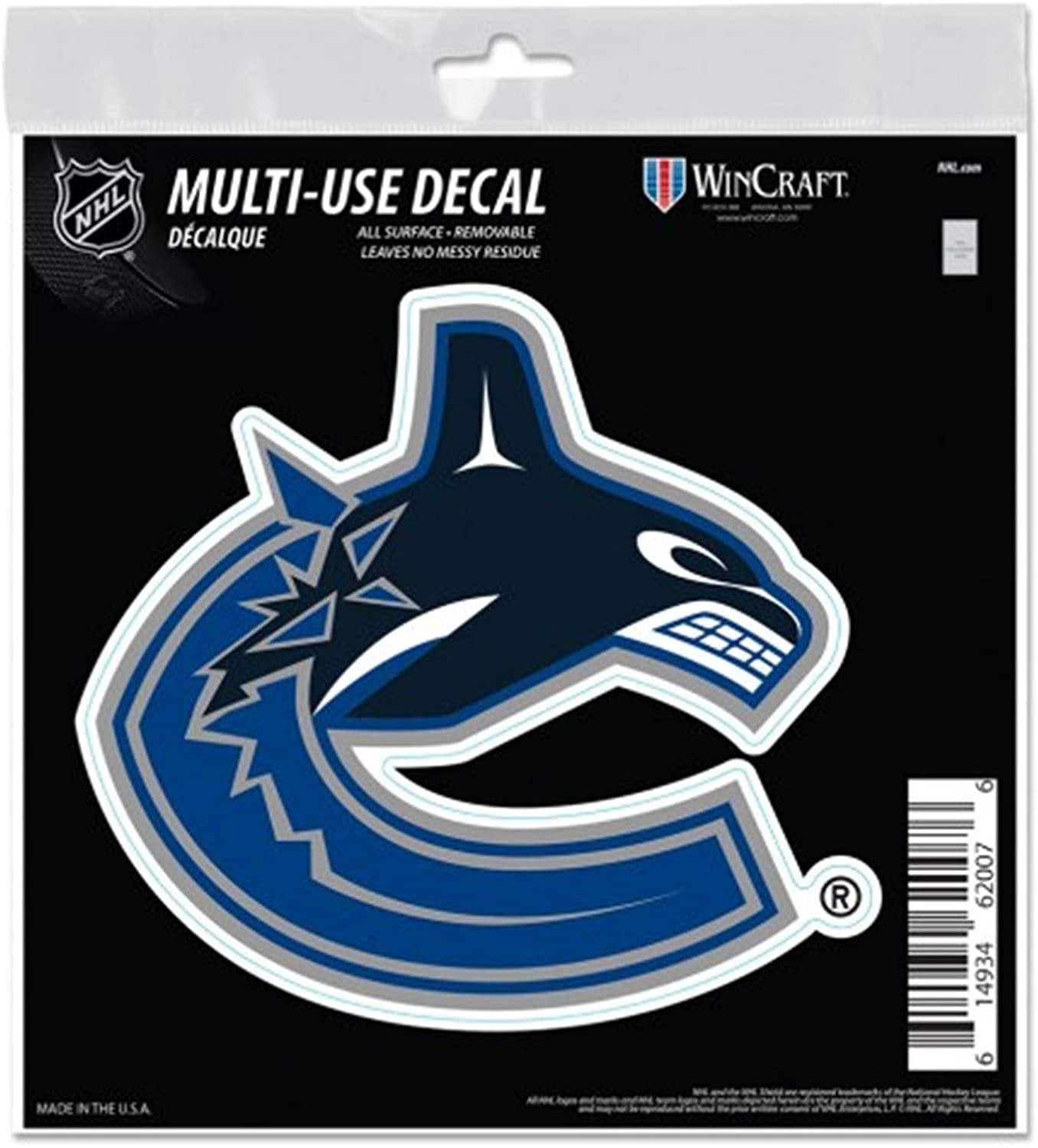 Vancouver Canucks 6 Inch Decal Sticker, Flat Vinyl, Die Cut, Primary Design, Full Adhesive Backing