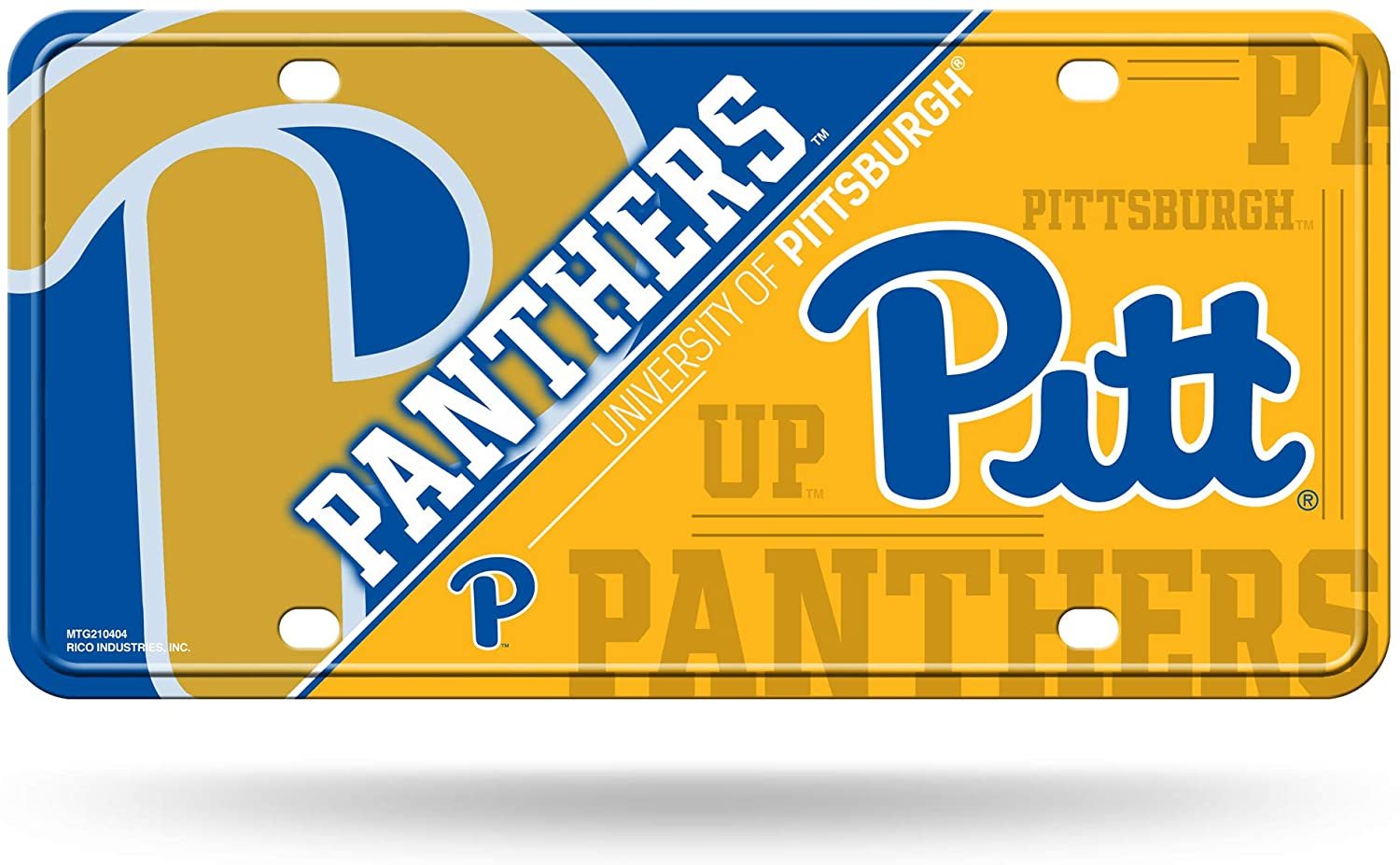 University of Pittsburgh Panthers Pitt Metal Auto Tag License Plate, Split Design, 6x12 Inch