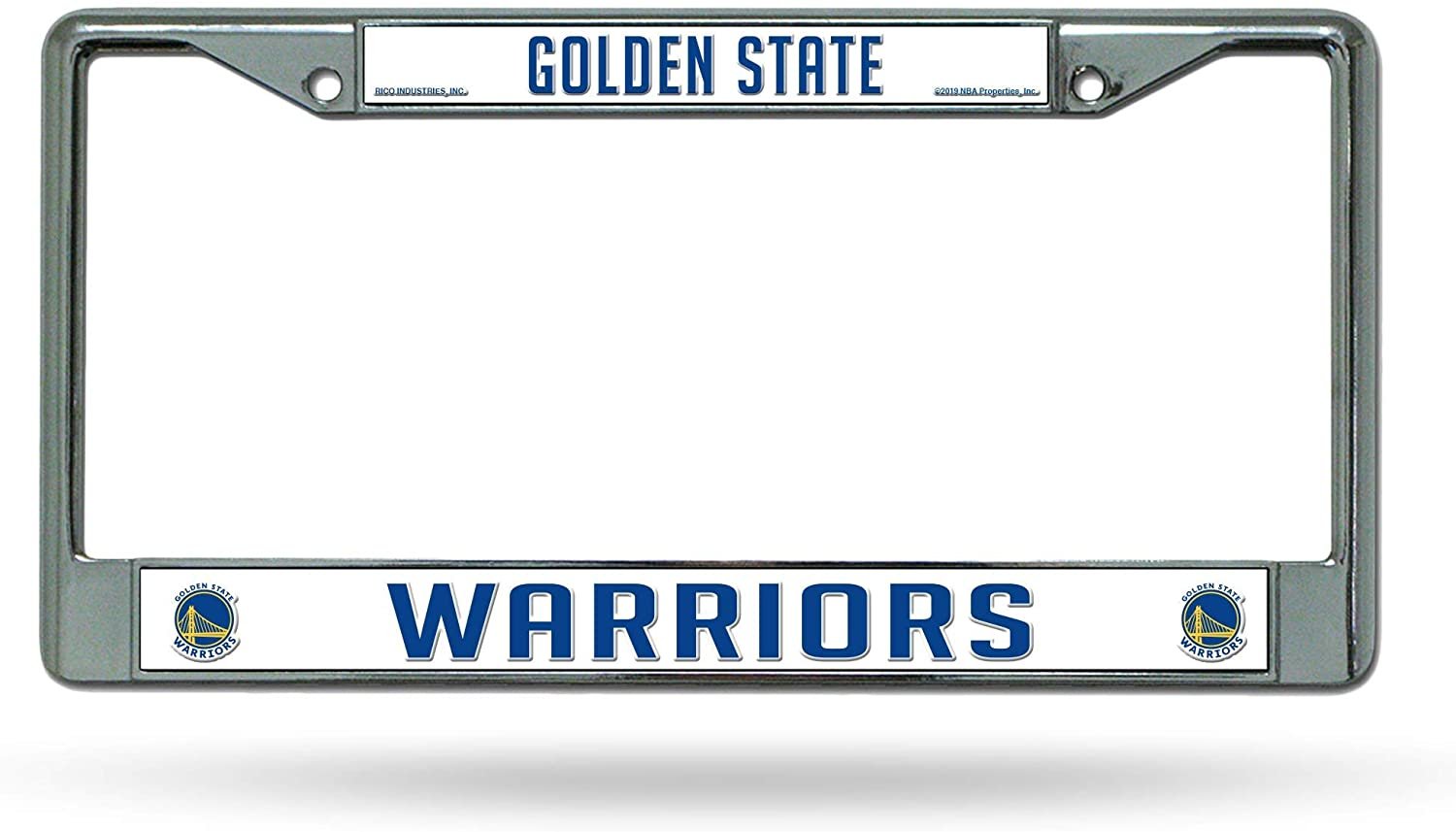 Golden State Warriors Premium Metal License Plate Frame Chrome Tag Cover, 12x6 Inch