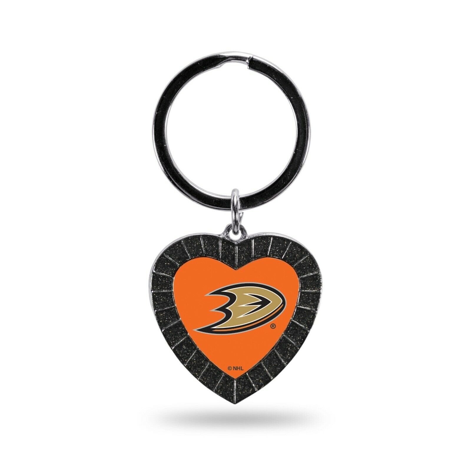 Anaheim Ducks Keychain Rhinestone Heart Decal Emblem Team Color Hockey