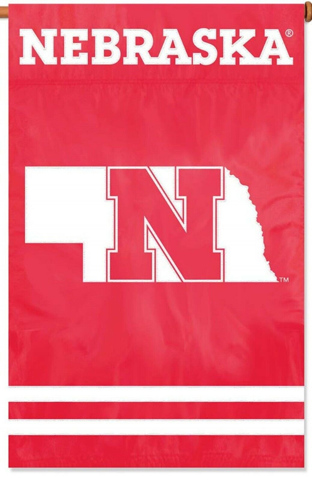 University of Nebraska Cornhuskers Banner Flag 28x40 Inch Double Sided Embroidered Applique