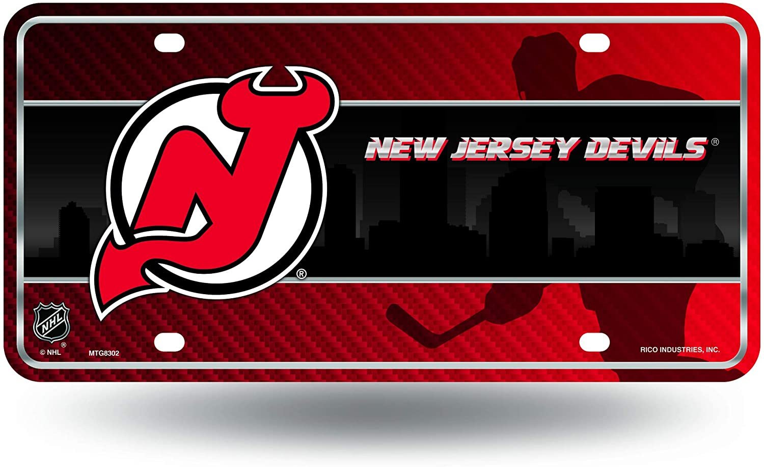 New Jersey Devils Metal Auto Tag License Plate, City Design, 12x6 Inch