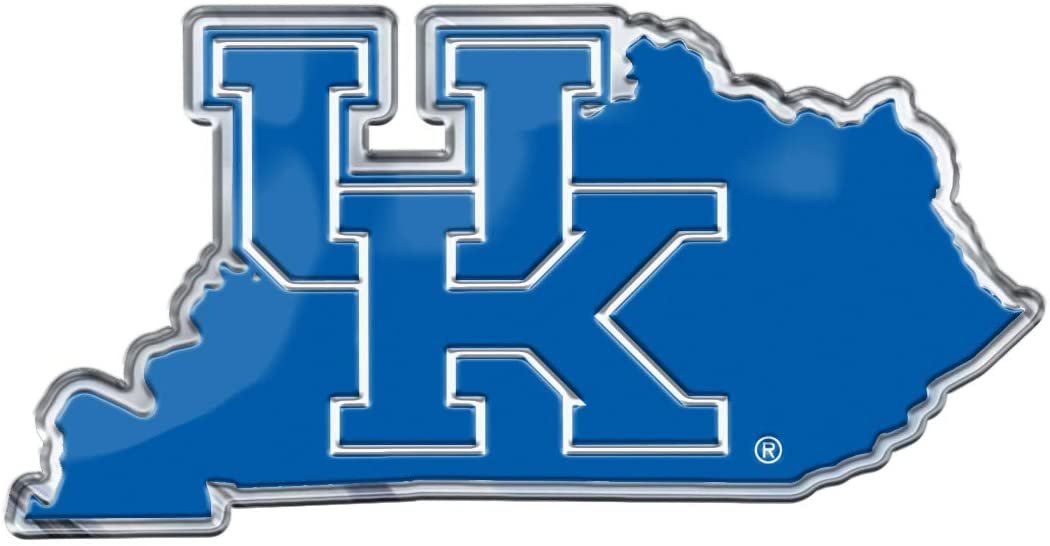 University of Kentucky Wildcats Team State Design Auto Emblem, Aluminum Metal, Embossed Team Color, Raised Decal Sticker, Full Adhesive Backing