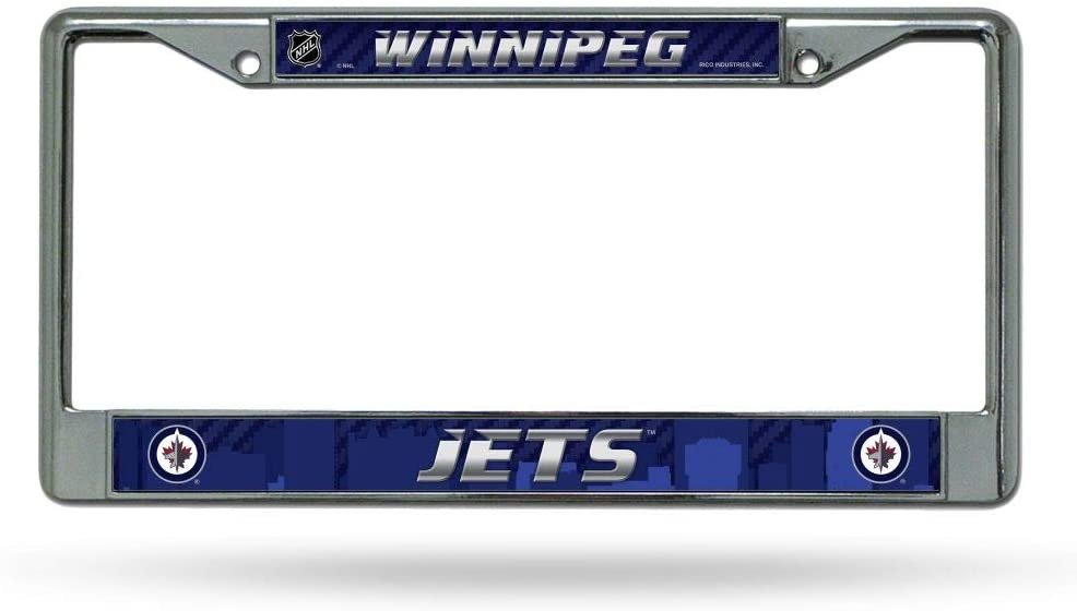 Winnipeg Jets Metal License Plate Frame Chrome Tag Cover, 12x6 Inch