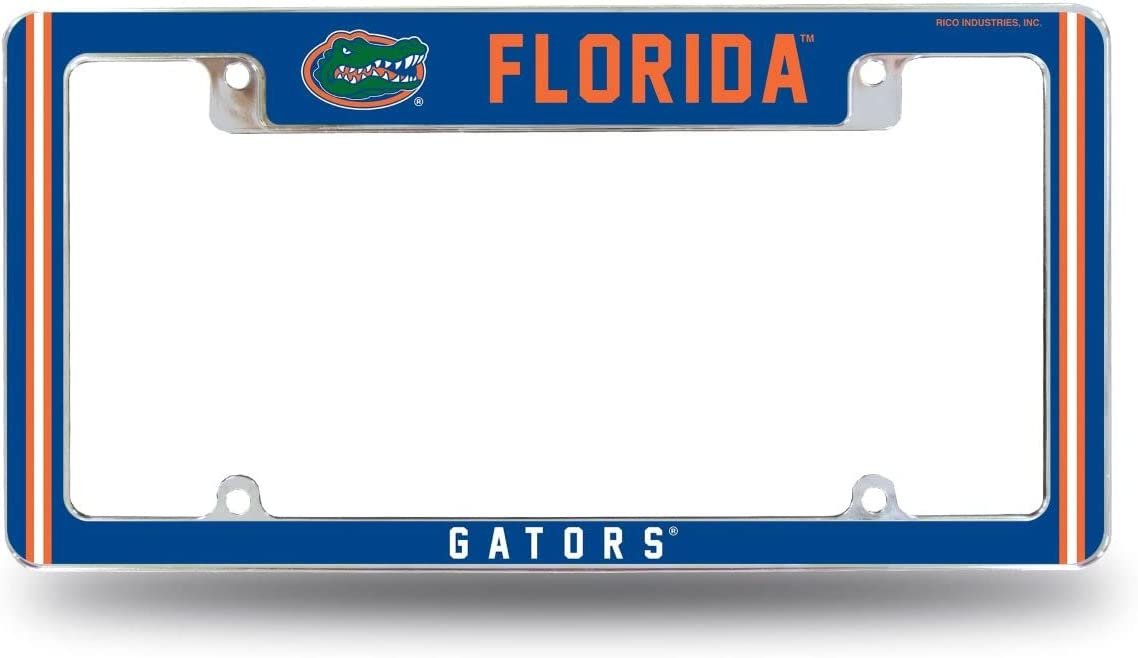 University of Florida Gators Metal License Plate Frame Chrome Tag Cover 12x6 Inch Alternate Design