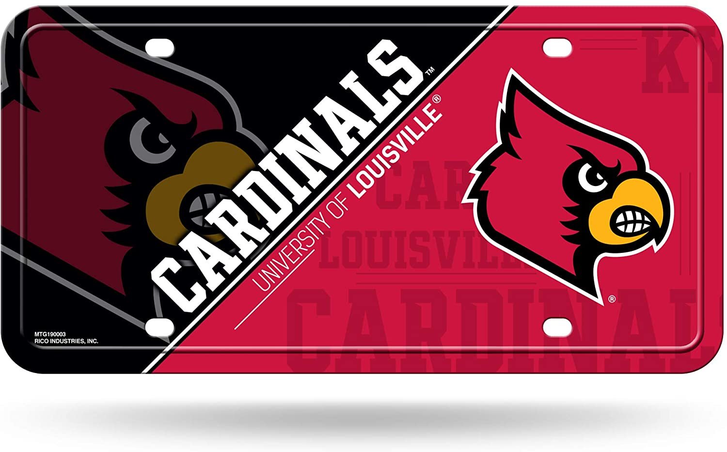 University of Louisville Cardinals Metal Auto Tag License Plate, Split Design, 12x6 Inch