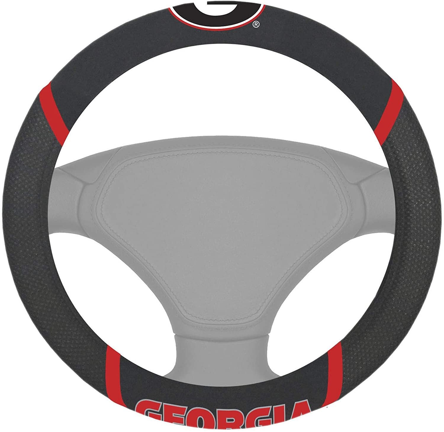 Georgia Bulldogs Steering Wheel Cover Embroidered Black 15 Inch University of