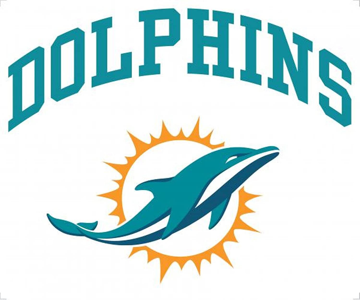 Miami Dolphins 8" ARCHED Decal Flat Vinyl Reusable Repositionable Auto Football