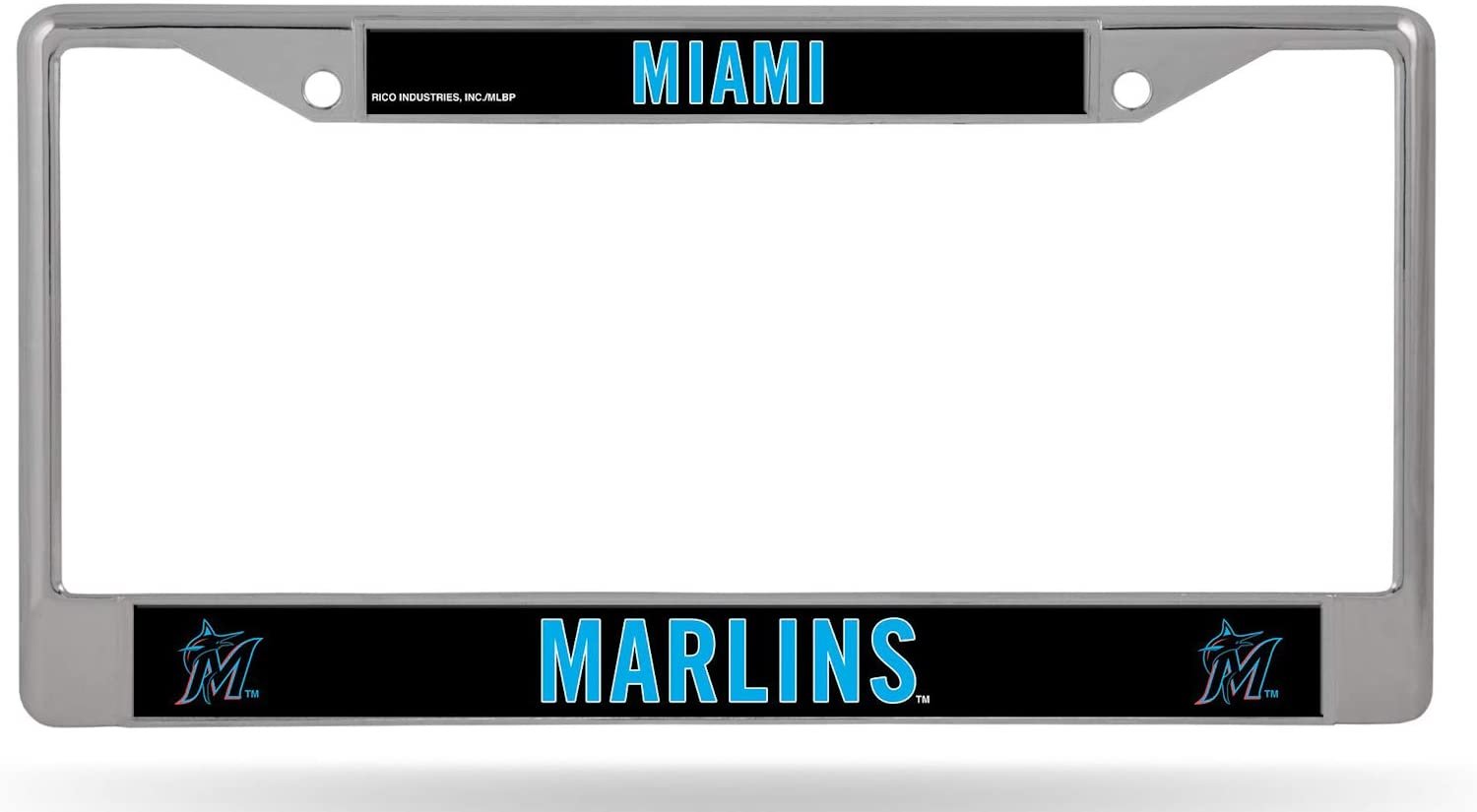 Miami Marlins Premium Metal License Plate Frame Chrome Tag Cover, 12x6 Inch